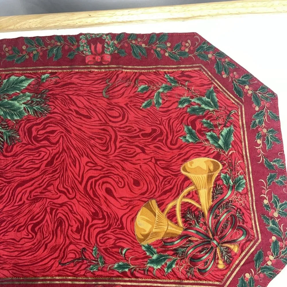 Vintage Handmade Christmas 4 Placemats Holiday Motifs 12x15 In Multicolor